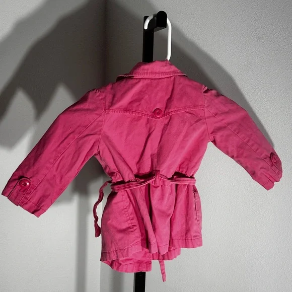 Crazy 8 12-24 months pink cotton trench coat - Picture 3 of 3